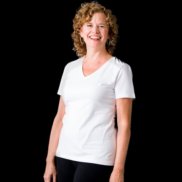 Classic White Shirts Organic Cotton White VNeck TShirt - Picture 1 of 5